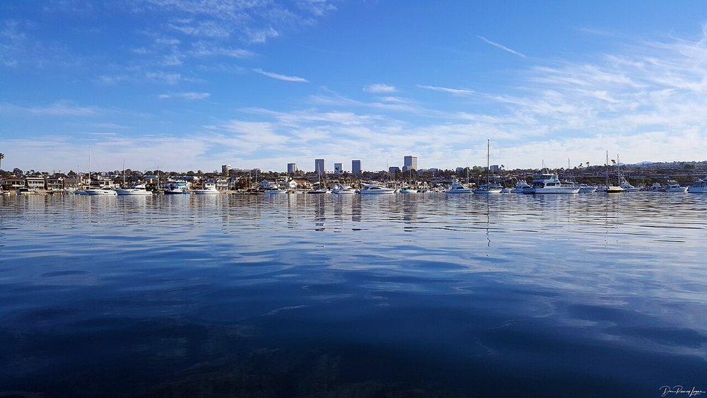 Boats and waterfront buildings on Newport Harbor
